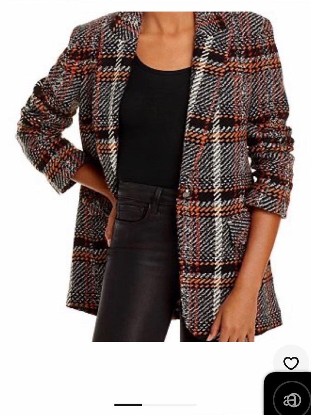 LINI Valerie Plaid Blazer in Black & Orange Size 6